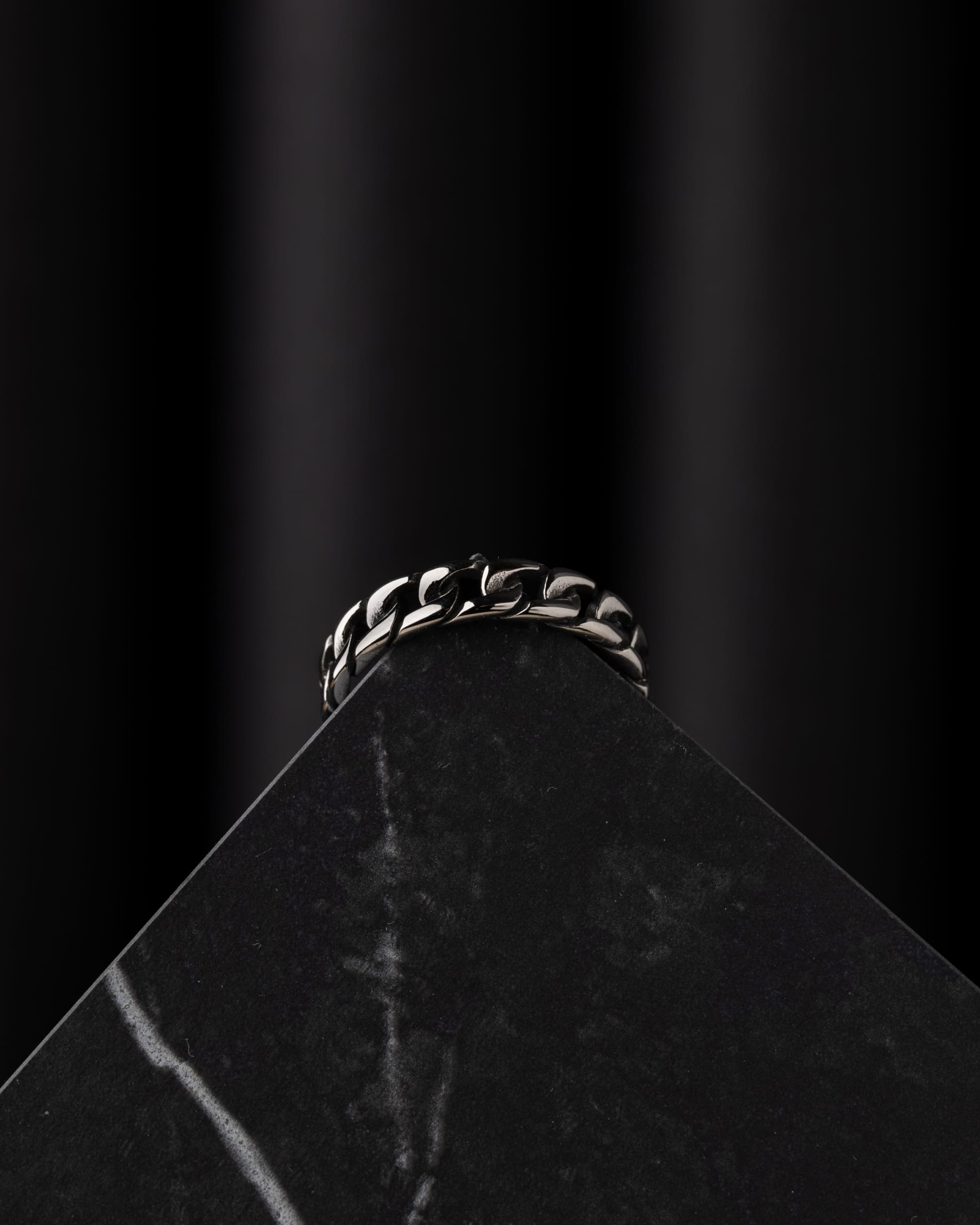 Anillo Eslabones de acero quirúrgico para hombre, anillo masculino resistente con diseño de cadena