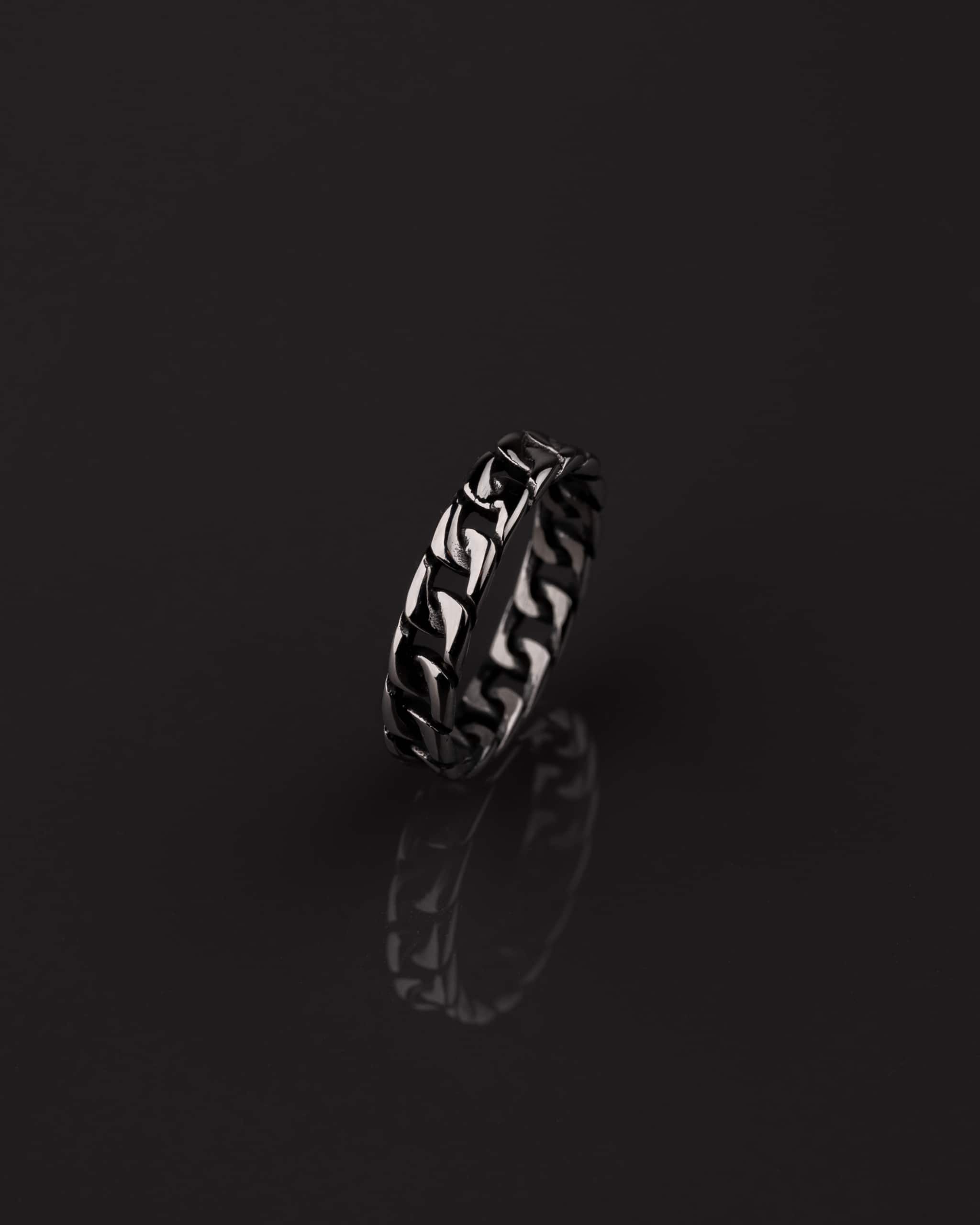 Anillo Eslabones de acero quirúrgico para hombre, anillo masculino resistente con diseño de cadena