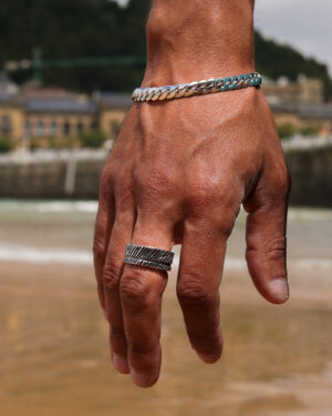 Anillo Espiral Arbólea de acero quirúrgico para hombre, diseño espiral moderno y resistente